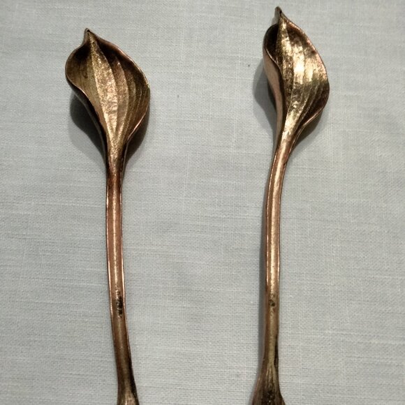 Table Art Pewter Leaf Shaped Condiment Spoons Set of Two NWOT